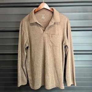 Mens Long Sleeve Polo Shirt Knit‎ Casual Collared Top
